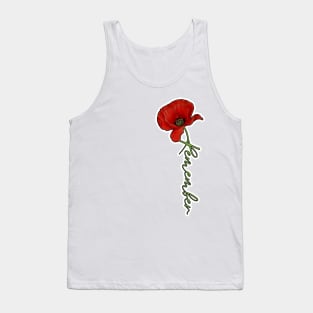 Red Poppy Flower with Memorial Text Stem Horizontal Back Version (MD23Mrl007c) Tank Top